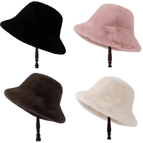Windproof Fluffy Fur Winter Bucket Hat