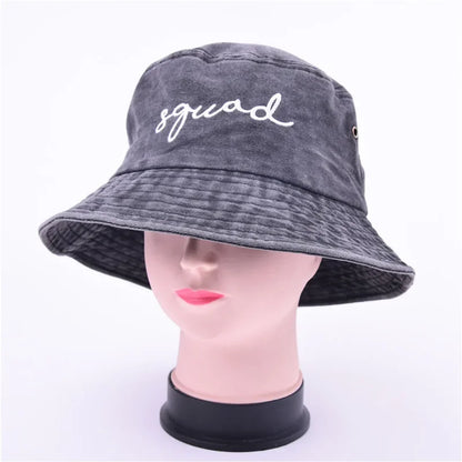 Squad Bride Embroidered Flat Top Foldable Bucket Hat