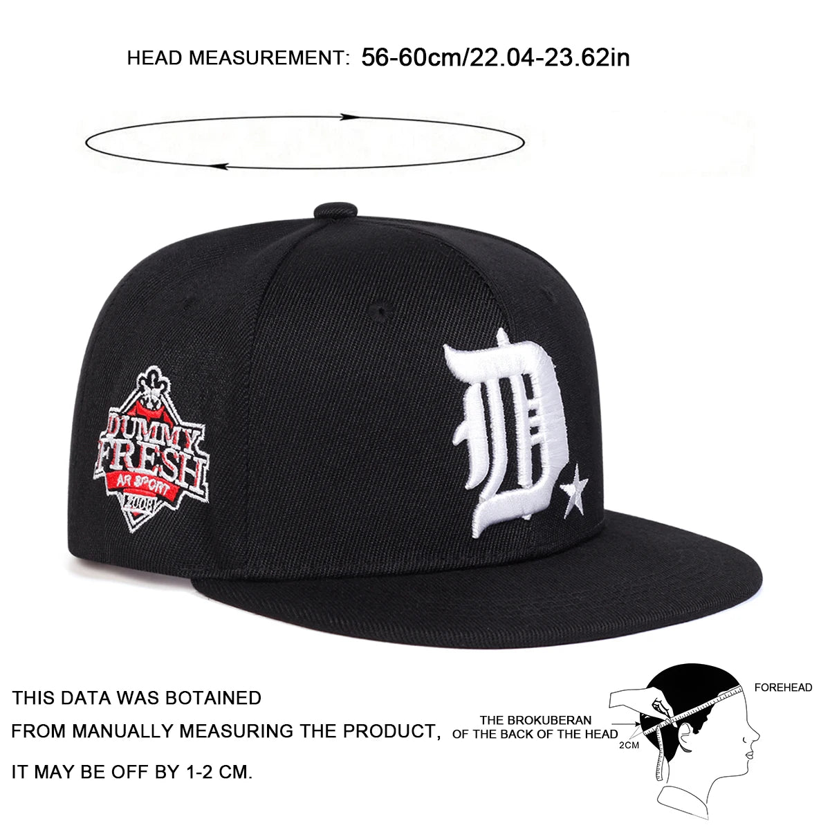 Dummy Fresh D Letter Embroidery Snapback Cap