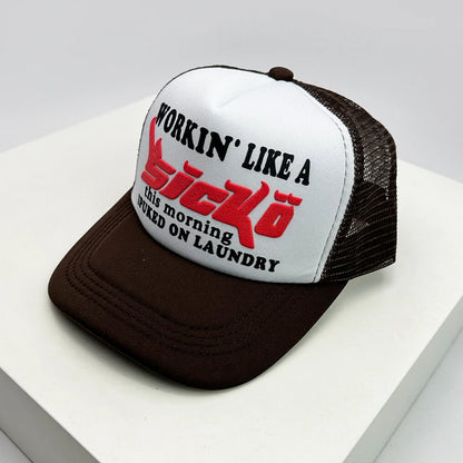 American Anime Letter Half Mesh Baseball Cap