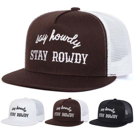 Unisex Stay Rowdy Embroidery Hip-hop Net Hats