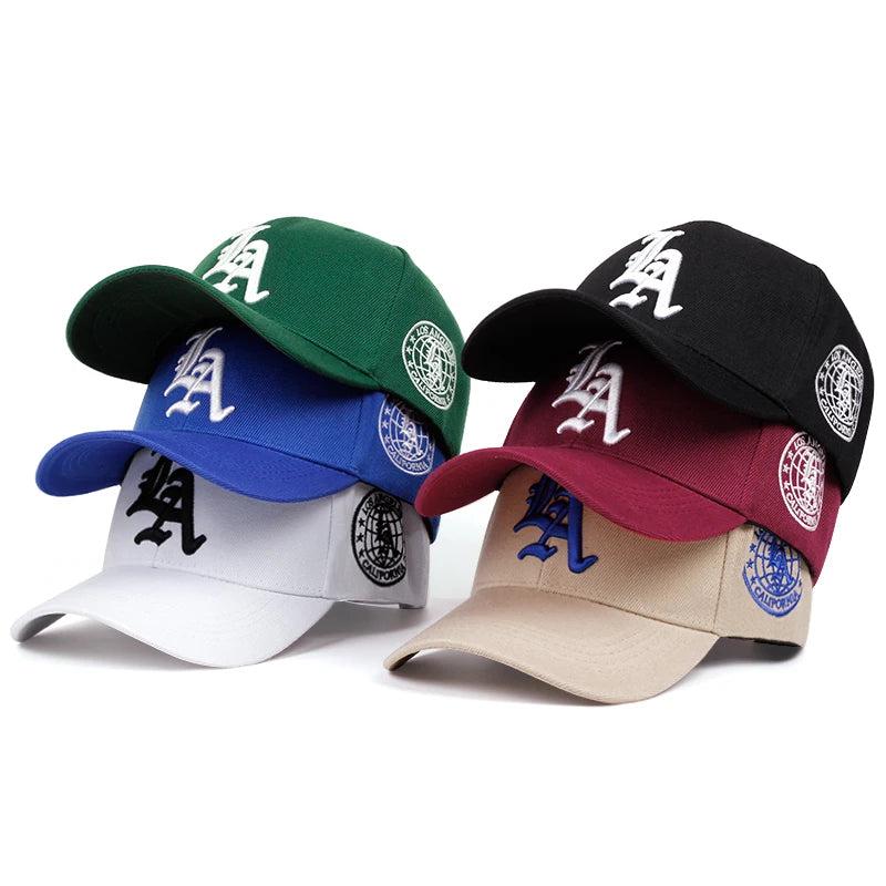 LA Letter Earth Embroidery Baseball Cap