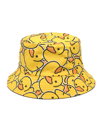 Reversible Cartoon Print Duck Bucket Hat Unisex