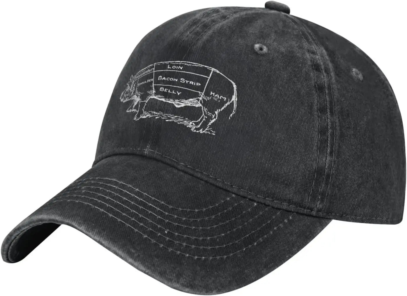 Pig Butcher Chart Distressed Cotton Baseball Cap