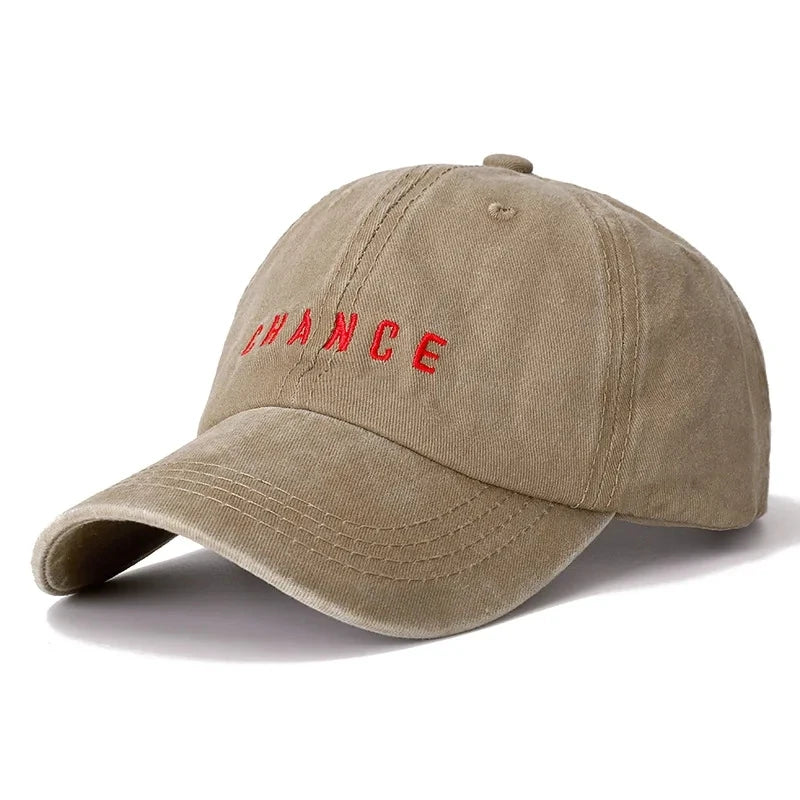 Unisex Washed Cotton Chance Letter Baseball Cap