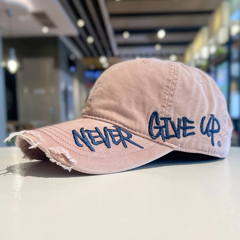 Vintage Washed Cotton Letter Baseball Cap