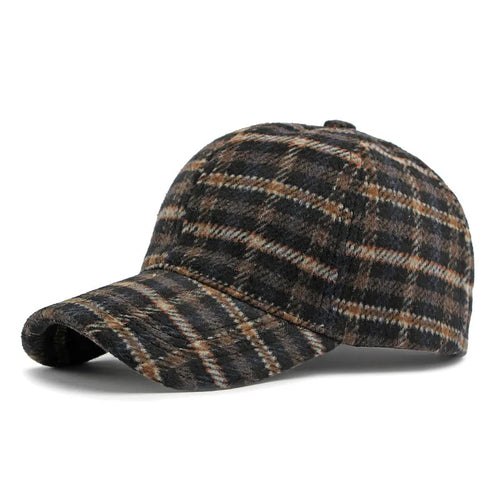 Plaid Fleece Blend Thick Warm Retro Baseball Hat