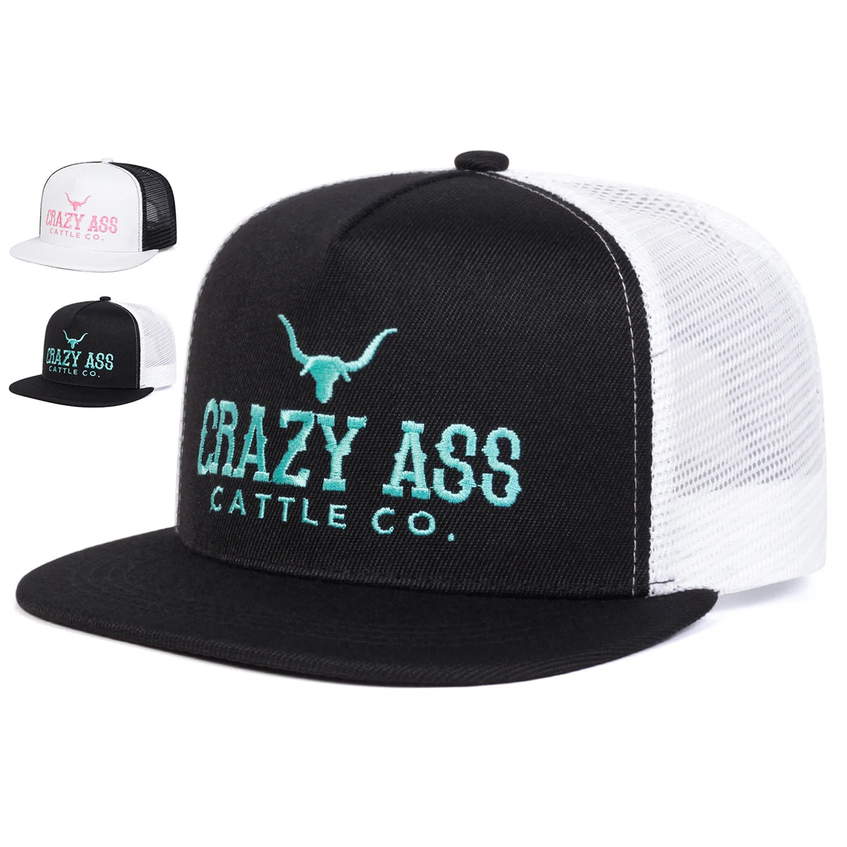 Unisex CRAZY ASS CATTLE CO Embroidery Hip-hop Net Hats