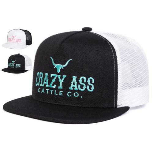Unisex CRAZY ASS CATTLE CO Embroidery Hip-hop Net Hats