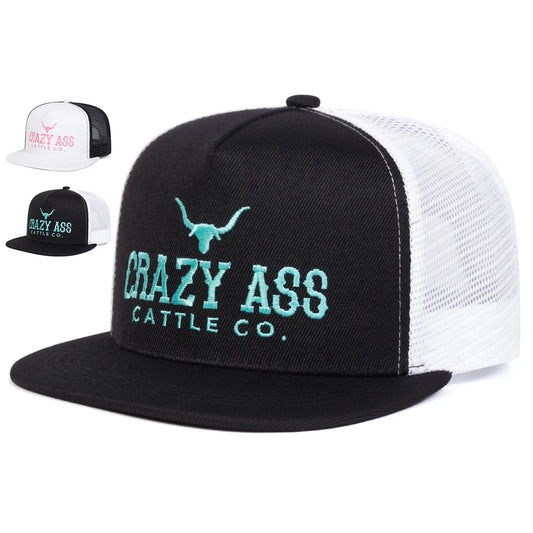Unisex CRAZY ASS CATTLE CO Embroidery Hip-hop Net Hats