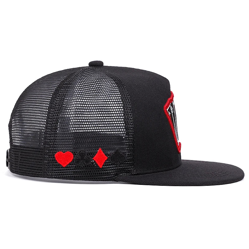 Unisex Poker Card A Four Embroidery Flat Brim Hip Hop Baseball Cap