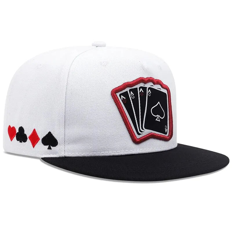Playing Card Embroidery Snapback Hat Unisex
