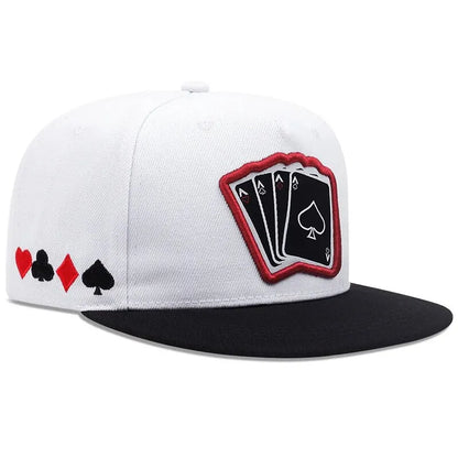 Playing Card Embroidery Snapback Hat Unisex