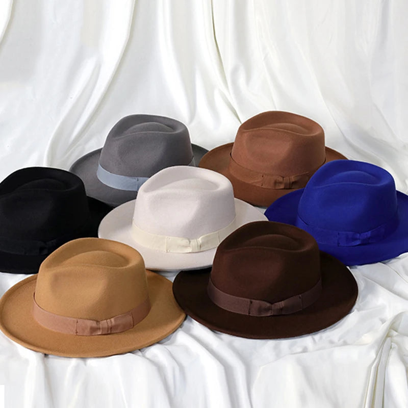 Elegant Bow Tie Wool Jazz Bucket Hat