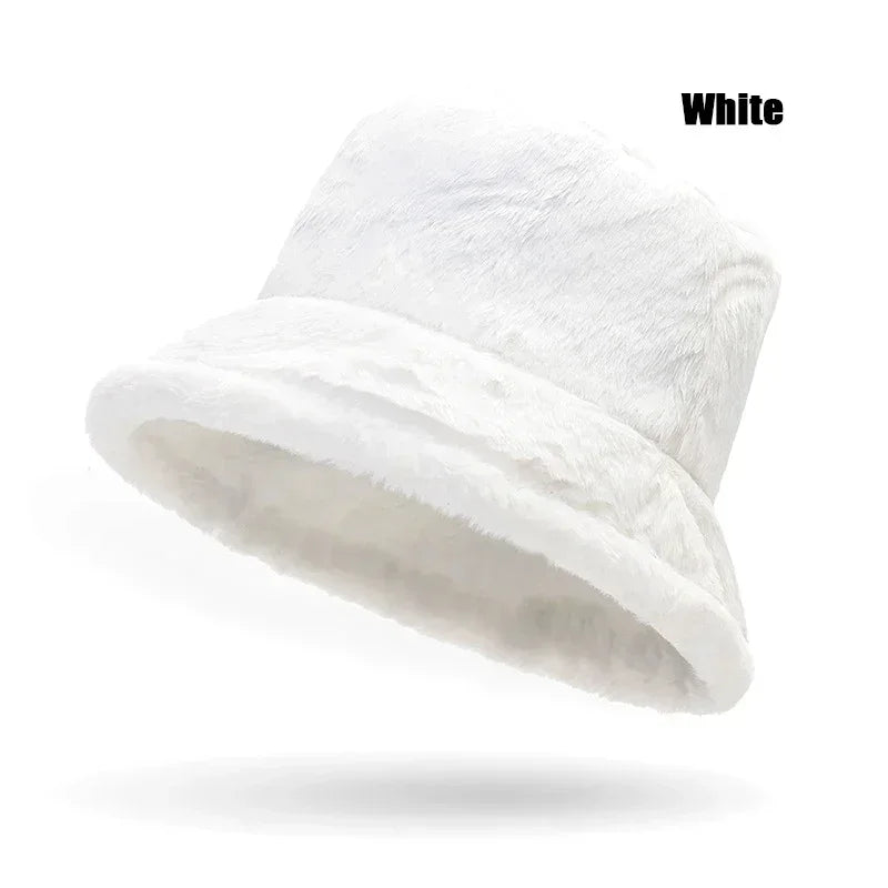 Leopard Print Plush Winter Bucket Hat