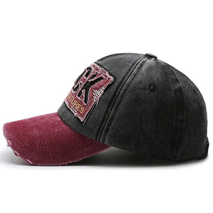 Korean Washed Letter Worn Out Denim Baseball Cap