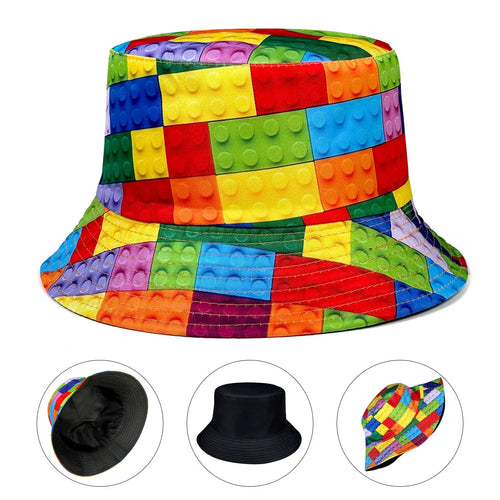 Personalized Building Block Reversible Foldable Bucket Hat
