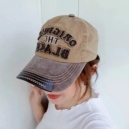Unisex Vintage Washed Cotton Letter Embroidered Baseball Cap