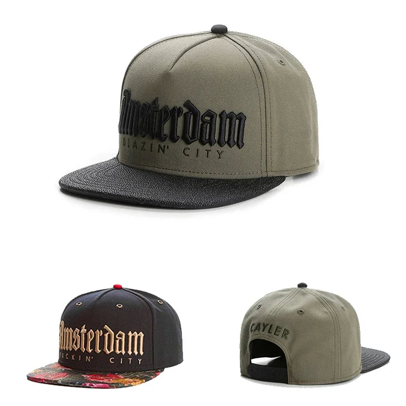Vintage Letter Pattern Flat Brim Snapback Cap