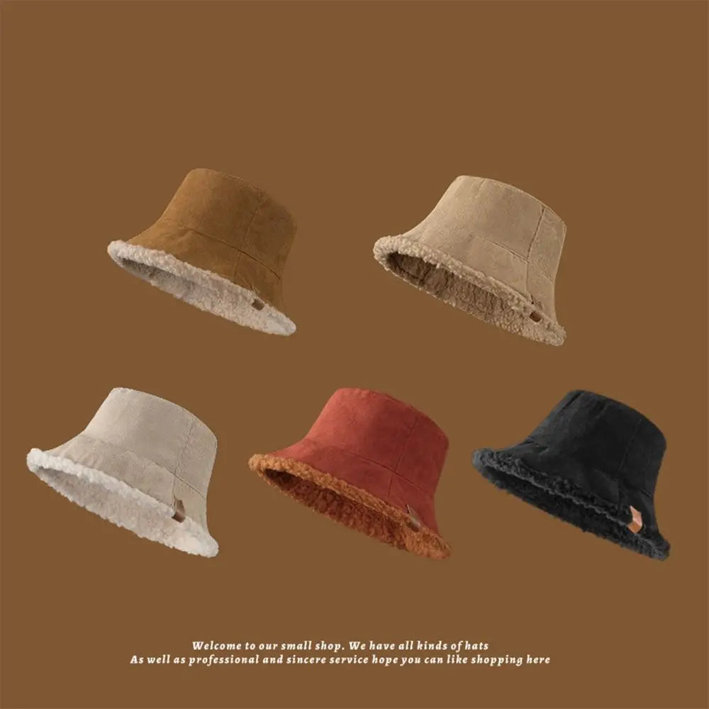 Japanese Style Corduroy Winter Bucket Hat