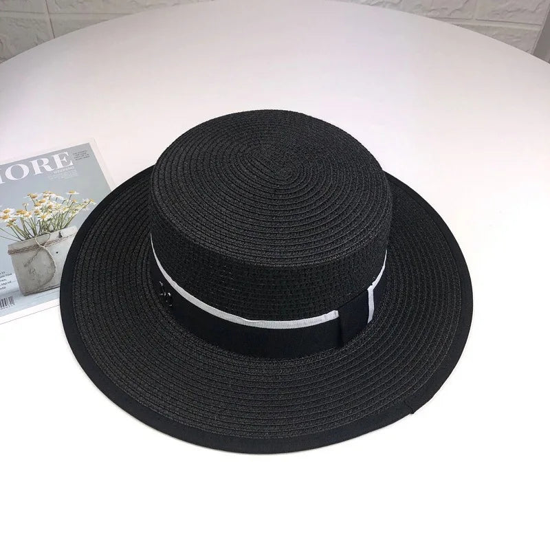 Women Flat Top Straw Sun Hat
