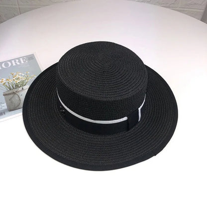 Women Flat Top Straw Sun Hat