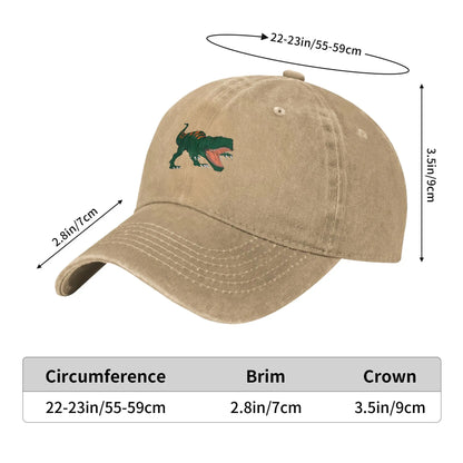 Angry T Rex Washed Denim Adjustable Baseball Cap