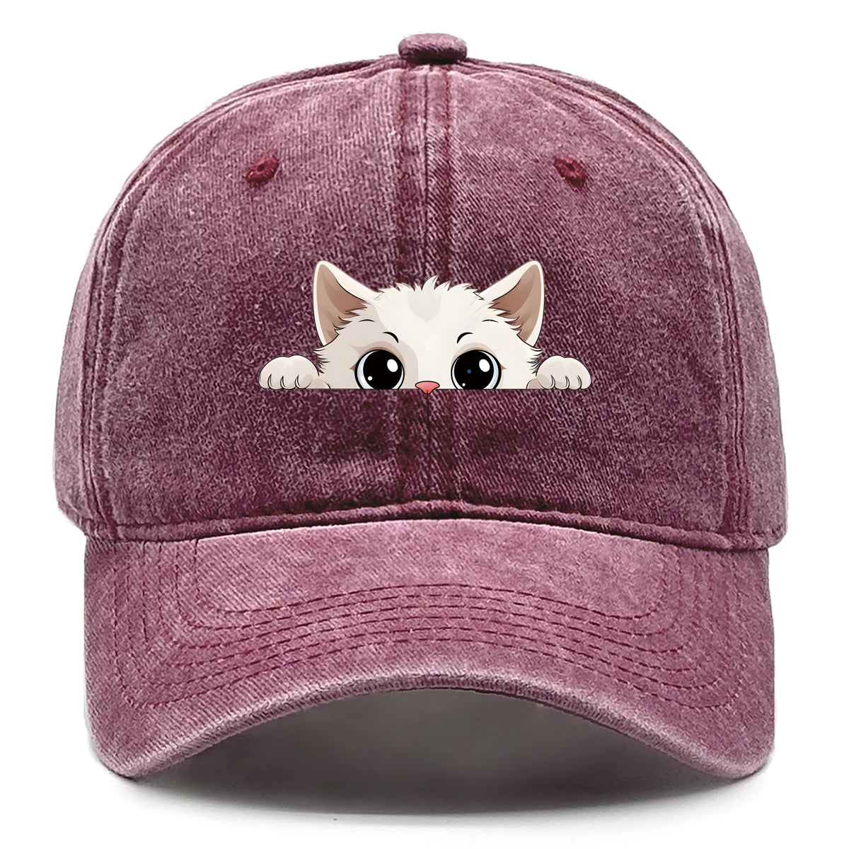 Cute Hiding Cat Print Snapback Baseball Cap