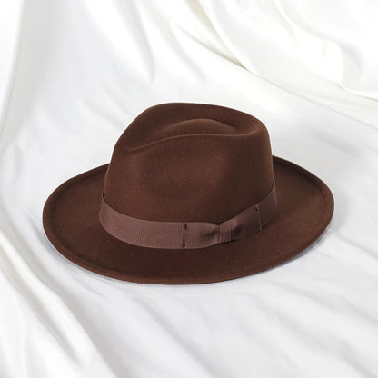Elegant Bow Tie Wool Jazz Bucket Hat