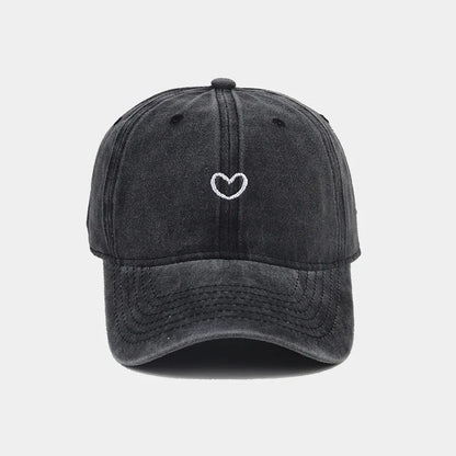 Washed Cotton Embroidered Love Retro Baseball Cap