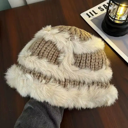 Faux Mink Plush Winter Korean Bucket Hat