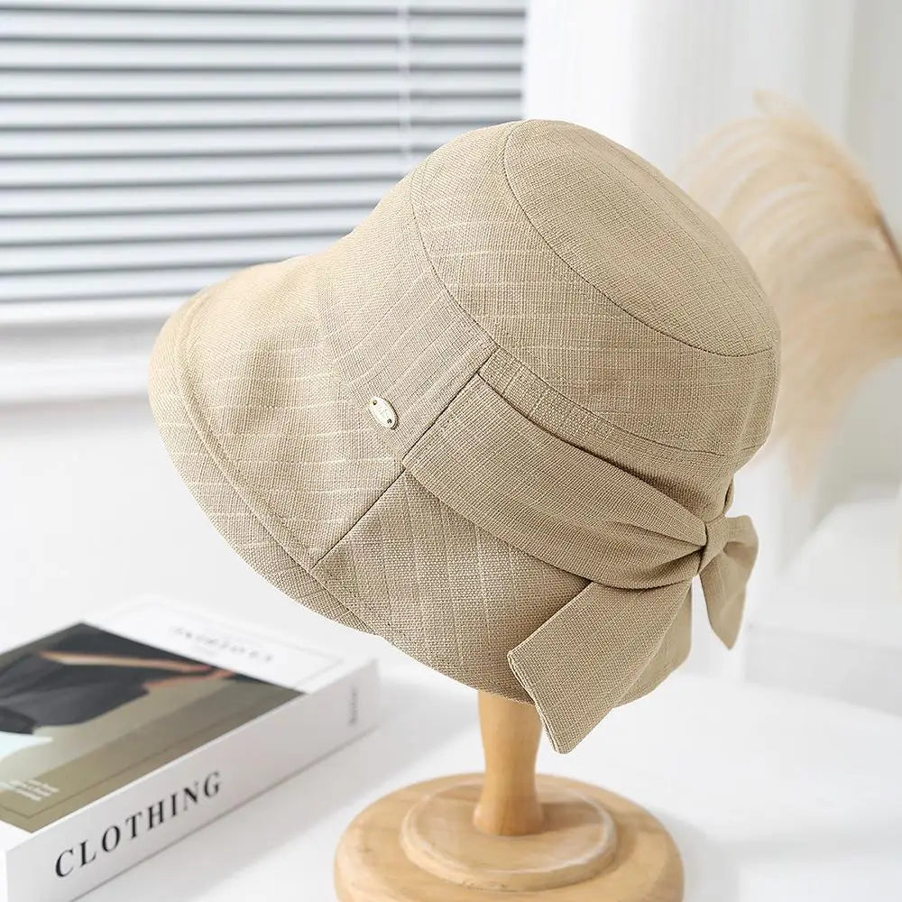 Women's Bucket Hat With Bow Solid
