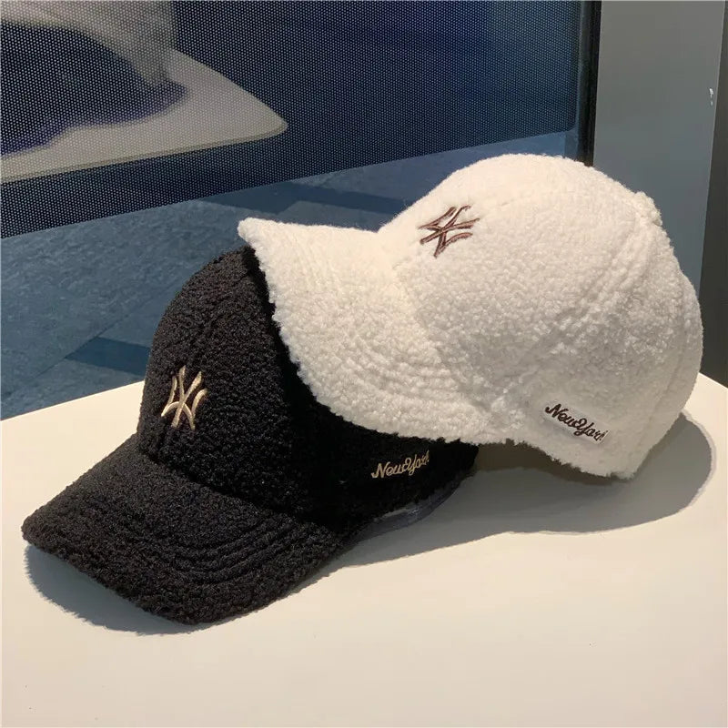 Faux Cashmere Letter Logo Winter Baseball Cap