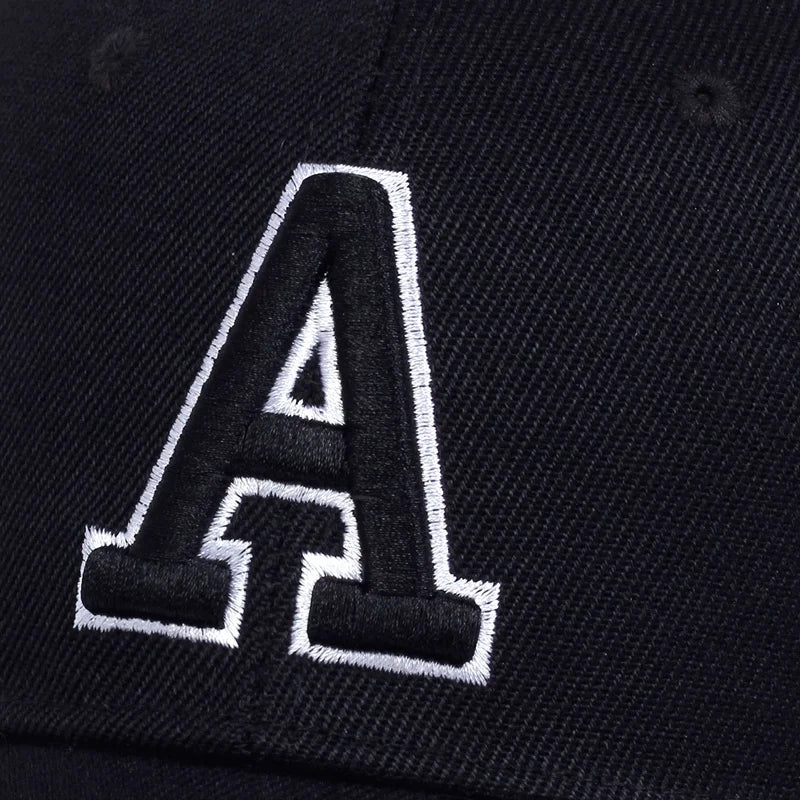 A Letter Embroidered Cotton Snapback Baseball Cap