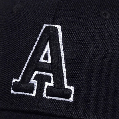 A Letter Embroidered Cotton Snapback Baseball Cap
