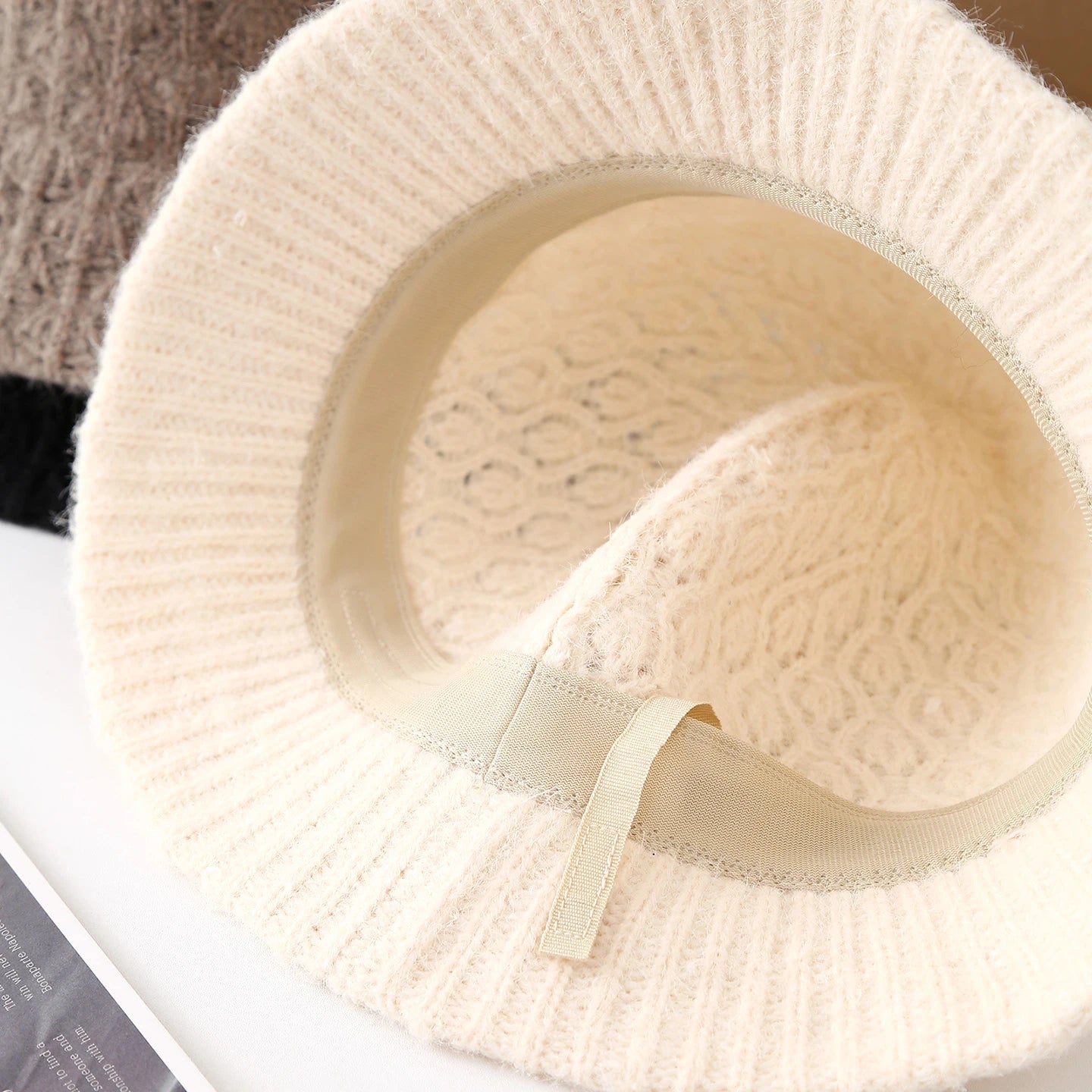 Vintage French Knit Round Top Bucket Hat