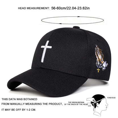 Unisex Cross Embroidery Adjustable Baseball Cap