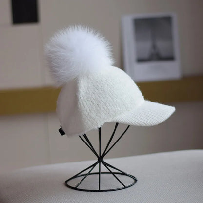 Lamb Fleece Pom Pom Winter Baseball Cap