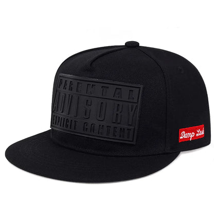 Black Offset Fashion Cotton Snapback Cap
