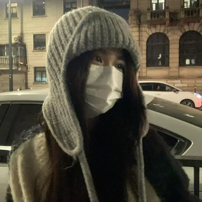 Knitted Wool Ear Protection Winter Bucket Hat
