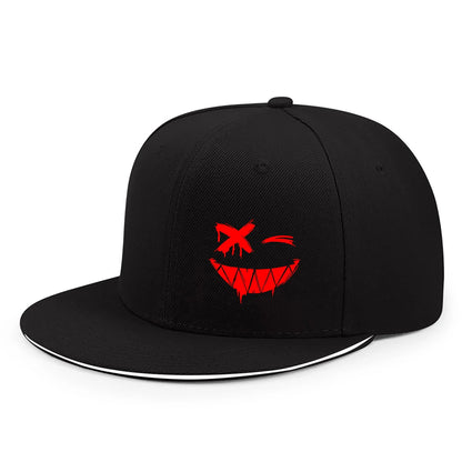 Red XX Smiling Face Snapback Cap Streetwear