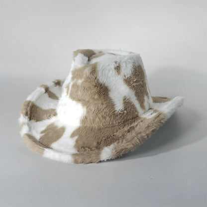 Winter Rabbit Fur Western Cowboy Fedora Hat