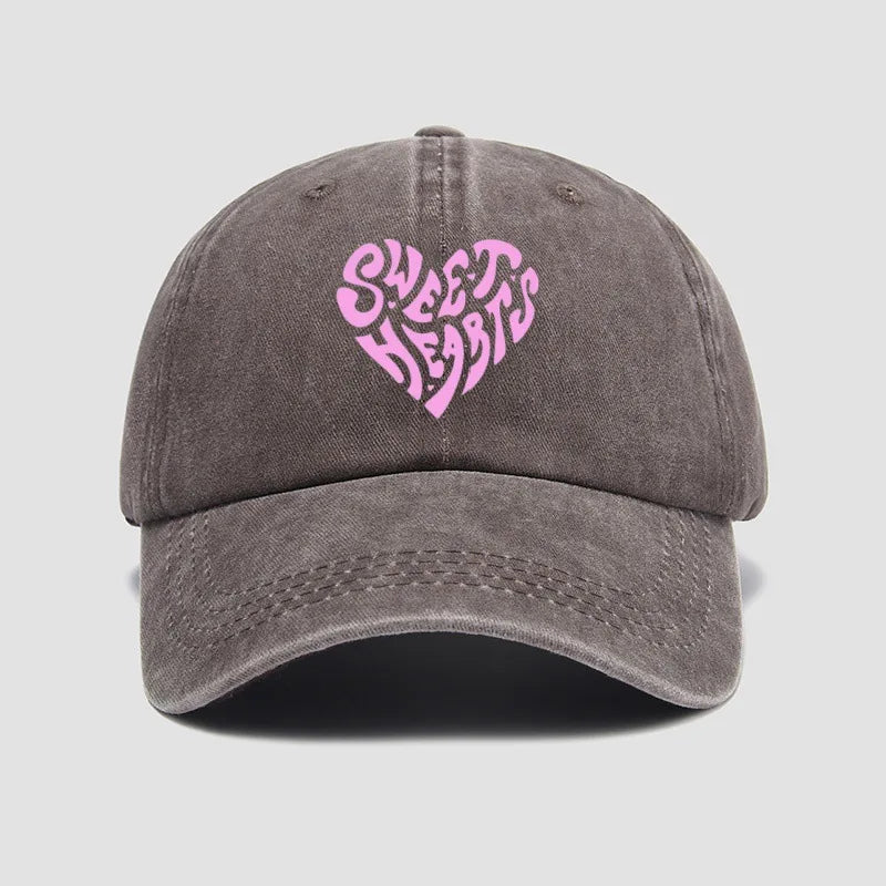 Pink Heart Letter Print Baseball Cap
