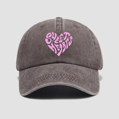 Pink Heart Letter Print Baseball Cap