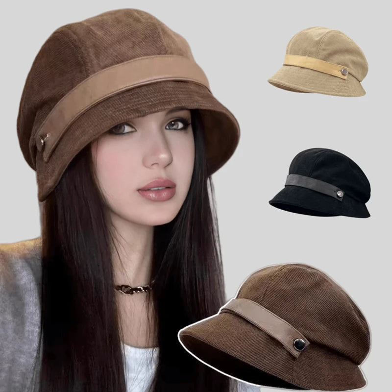 Solid Color Retro Corduroy Bucket Hat