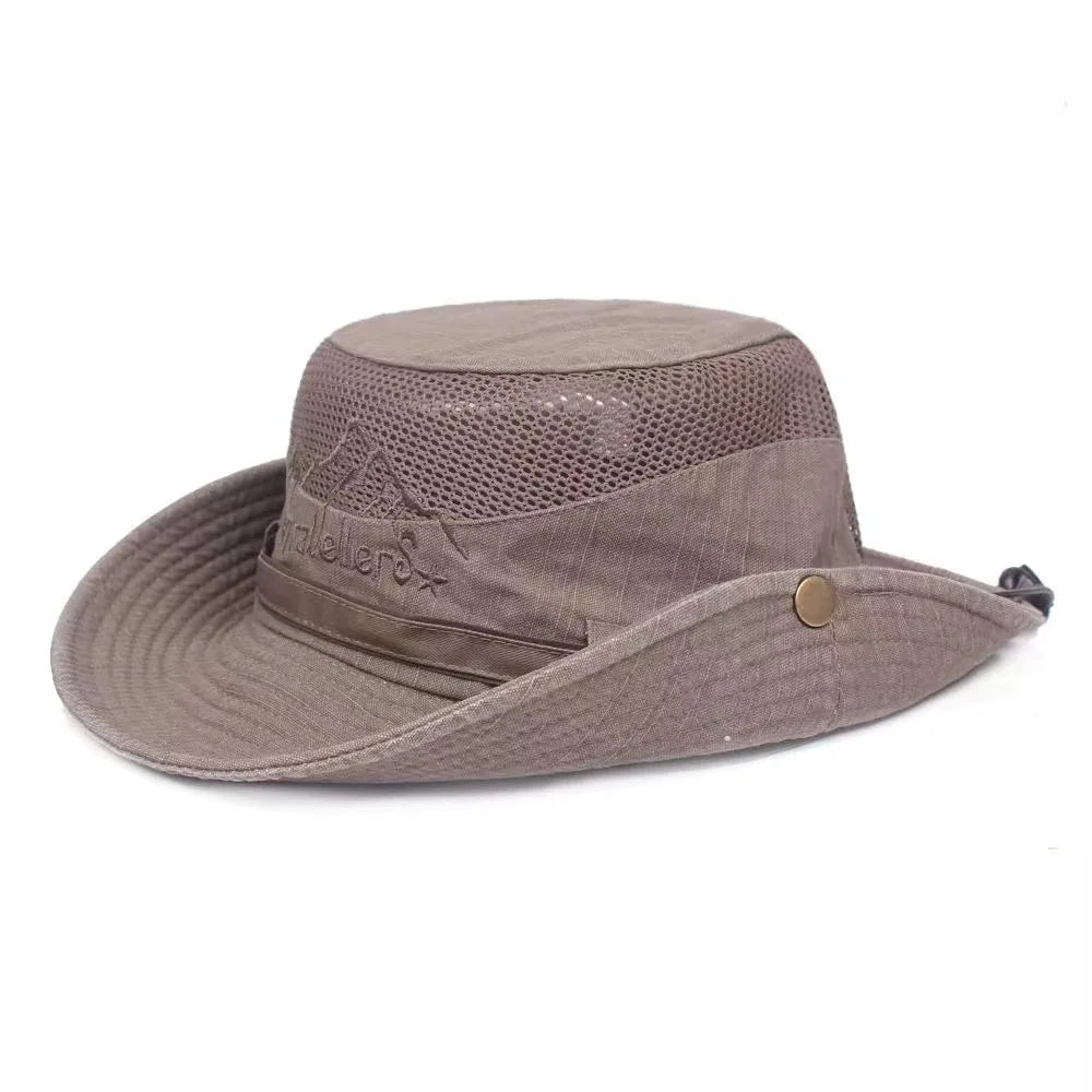 Breathable Mesh Cotton Wide Brim Bucket Hat