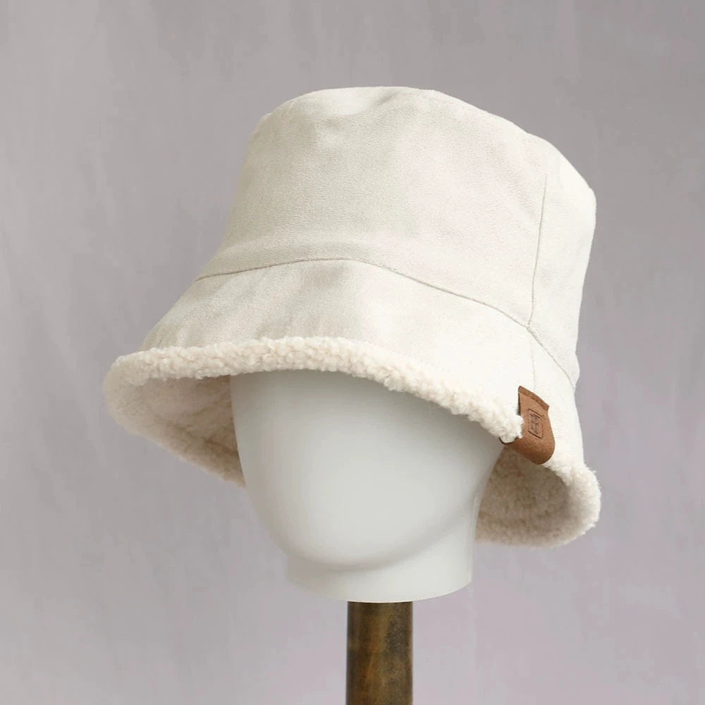 Women’s Reversible Lamb Wool Winter Bucket Hat
