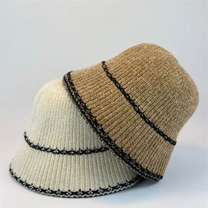 Retro Knitted Contrast Bucket Hat