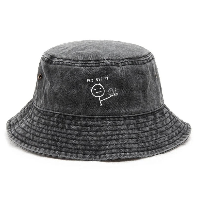 Customize Cotton Washed Vintage Student Funny Culture Bucket Hat