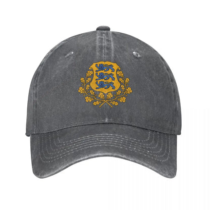 Estonia Emblem Charcoal Washed Vintage Baseball Cap